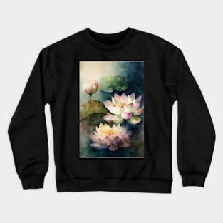 Lotus Watercolor Background Crewneck Sweatshirt